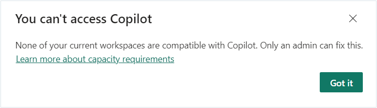 no access to copilot in power bi