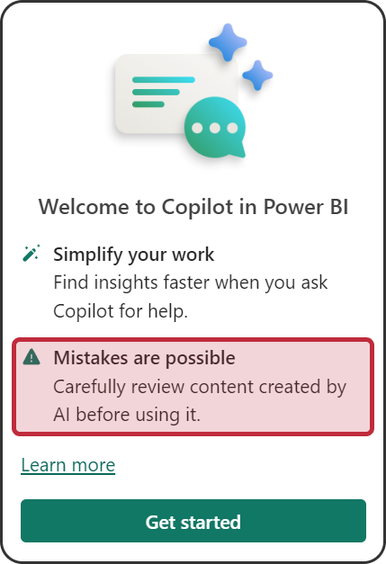 copilot mistakes are possible in power bi